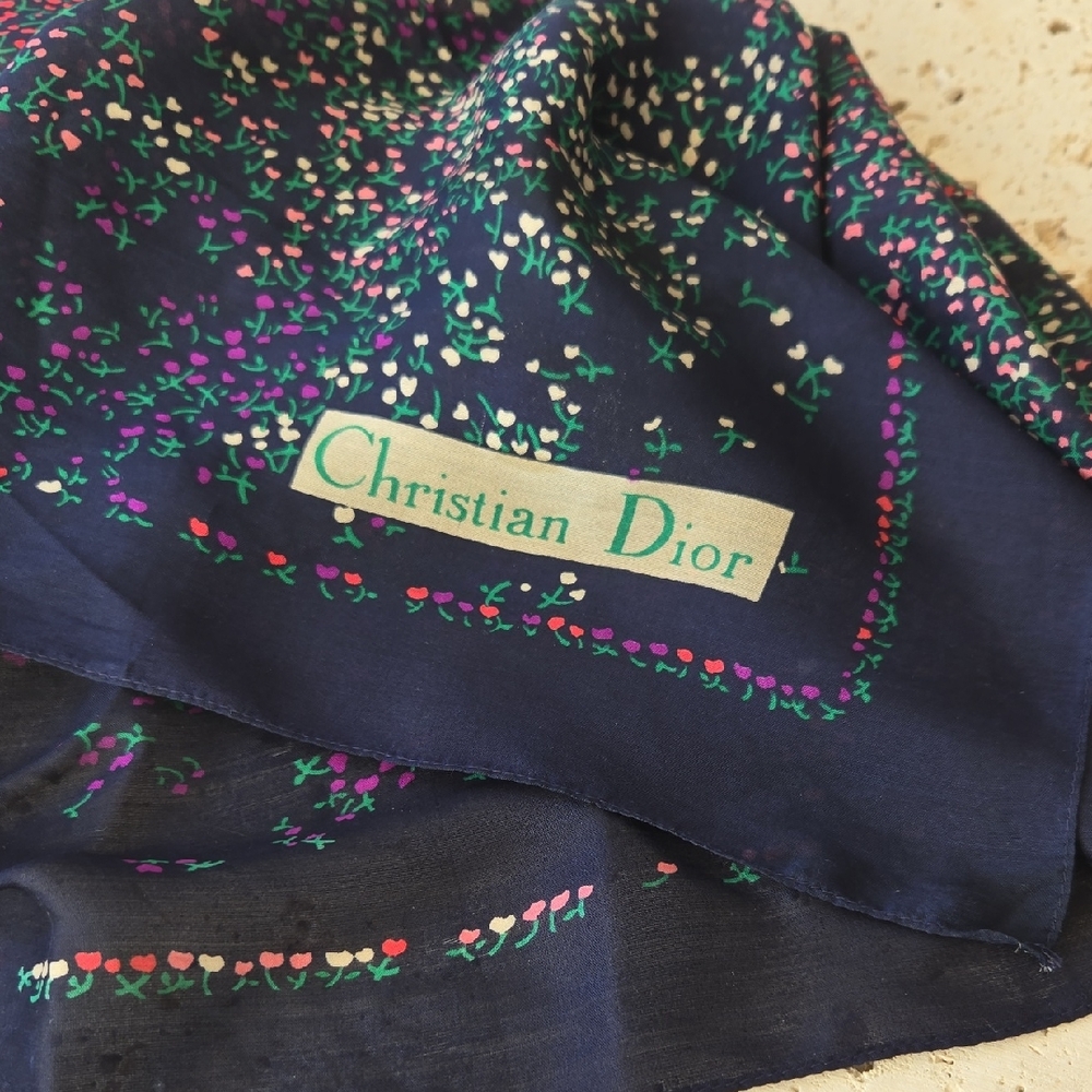 Vintage Christian Dior floral silk scarf